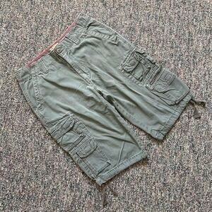 Roebuck & Co Mens Olive Green Cargo Shorts Utility Multi Pocket Cotton Size 32
